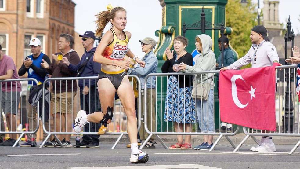 Große Ehre für Katharina Saathoff: Die Moormerländerin durfte bei der EM in Birmingham erstmals Deutschland auf der internationalen Bühne vertreten. Foto: Imago/Beautiful Sports International