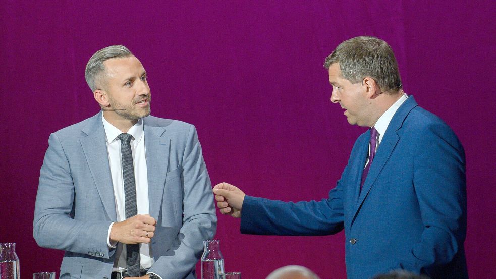 Sven Schulze (rechts, CDU) ist Ministerpräsident von Sachsen-Anhalt, Ulrich Siegmund (AfD) möchte sein Nachfolger werden. Regieren beide künftig gemeinsam? Foto: Klaus-Dietmar Gabbert