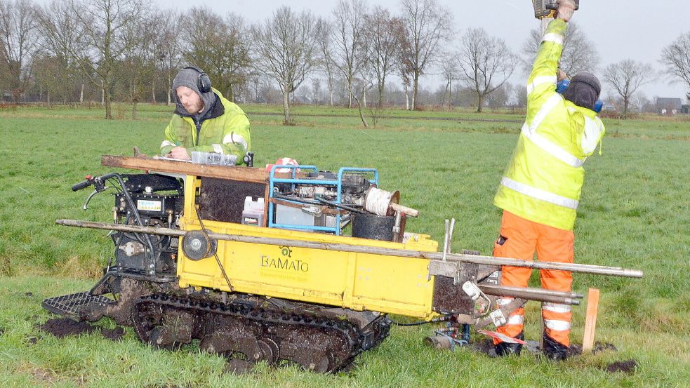 Bereits im Januar 2021 wurde im Bereich Westerende Bohrungen zur Baugrunduntersuchung. Foto: ON-Archiv