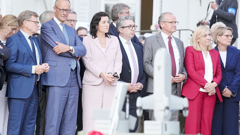 Zum Thema Drohnenabwehr bekam das Kabinett in Neuhardenberg Anschauungsunterricht. Foto: Kay Nietfeld/dpa