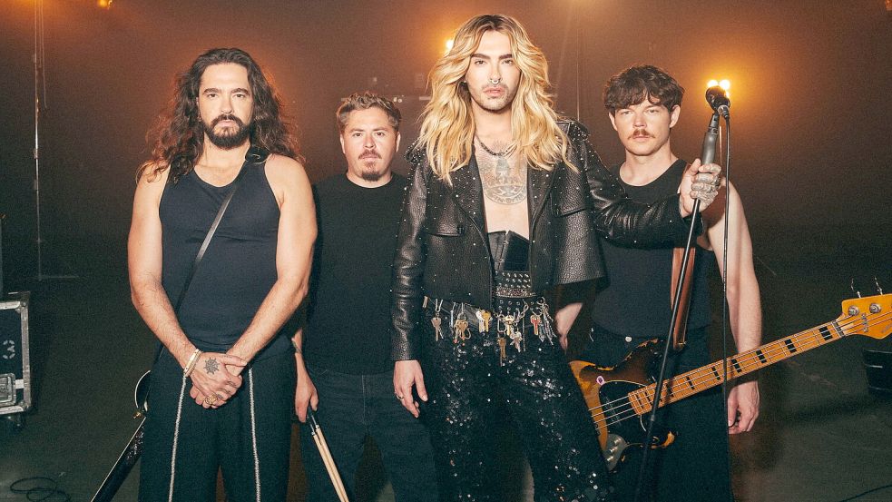 Tom Kaulitz, Gustav Schäfer, Bill Kaulitz und Georg Listing starten am 5. August 2027 ihre Deutschland-Open-Air-Tour in Aurich. Foto: Mats Bohle