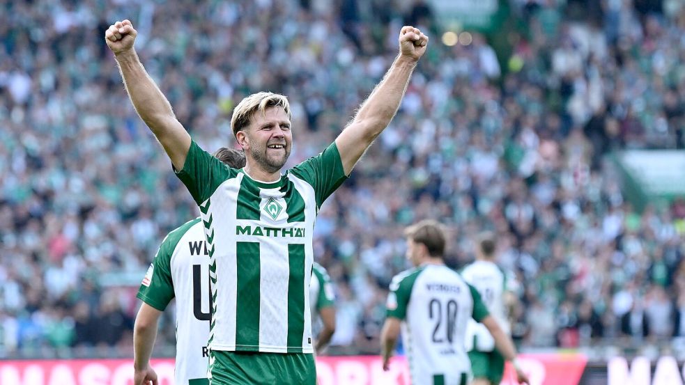 Bremens Niclas Füllkrug sorgte gegen Leipzig per Kopf für das 2:0 Foto: Carmen Jaspersen