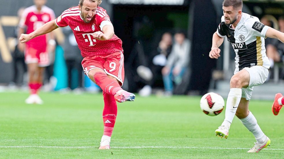 Harry Kane erzielte das 2:1 für den FC Bayern München. Foto: Uwe Anspach/dpa