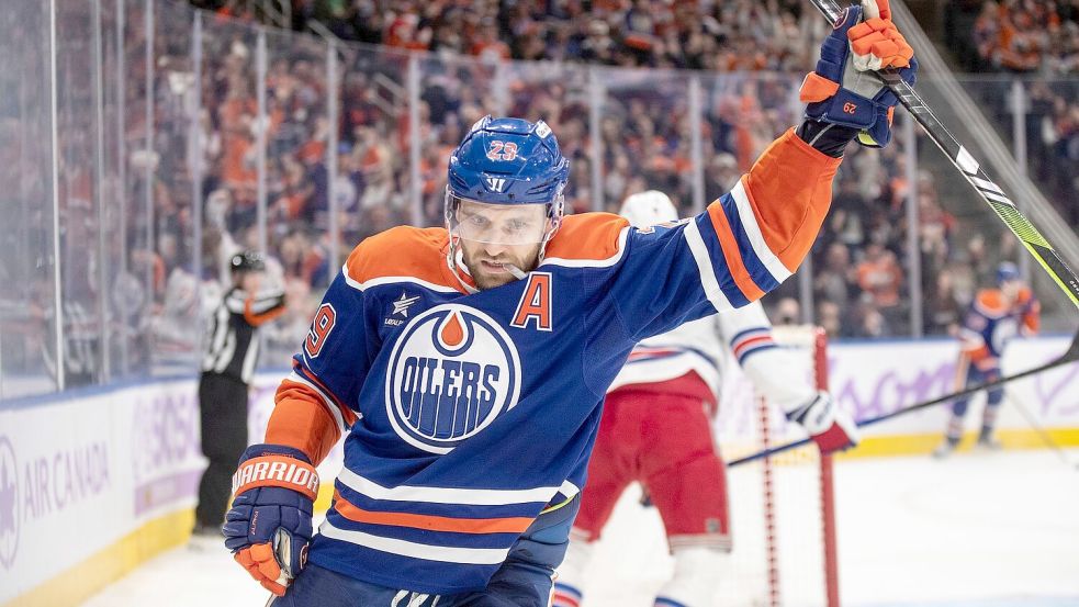 Leon Draisaitl kommt mit seinen Edmonton Oilers 2027 nach Köln. (Archivbild) Foto: Jason Franson/The Canadian Press
