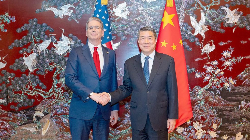 US-Finanzminister Bessent will am Wochenende Chinas Vizepremier He treffen. (Archivbild) Foto: Zhang Xiaoyu/XinHua/dpa