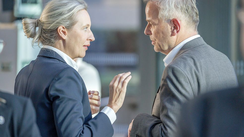 AfD-Chefin Alice Weidel mit dem Spitzenkandidaten in Mecklenburg-Vorpommern, Leif-Erik Holm: Was unterscheidet ihn von AfD-Frontmann Ulrich Siegmund aus Sachsen-Anhalt? Foto: IMAGO/Lenny Karpe