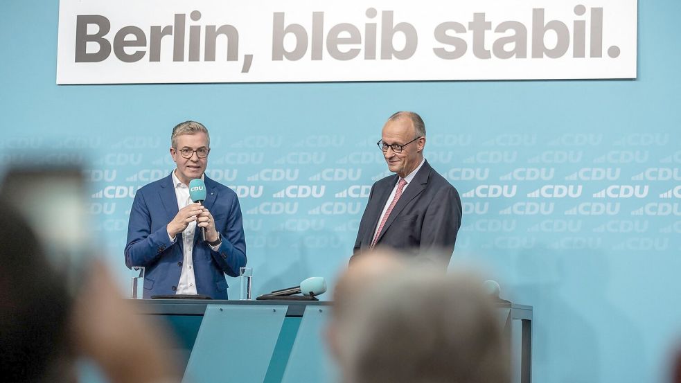 Kanzler und CDU-Chef Merz trat im Wahlkampf lieber in der Parteizentrale als in der Öffentlichkeit auf. Foto: Michael Kappeler/dpa