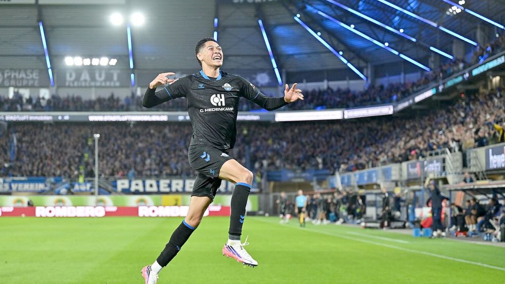 Santiago Castaneda erzielte den ersten Saisontreffer für den SC Paderborn. Foto: Swen Pförtner/dpa