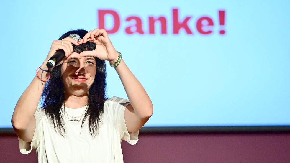 Hat die Linke zum Sieg in Berlin geführt: Elif Eralp. Foto: Sebastian Gollnow/dpa