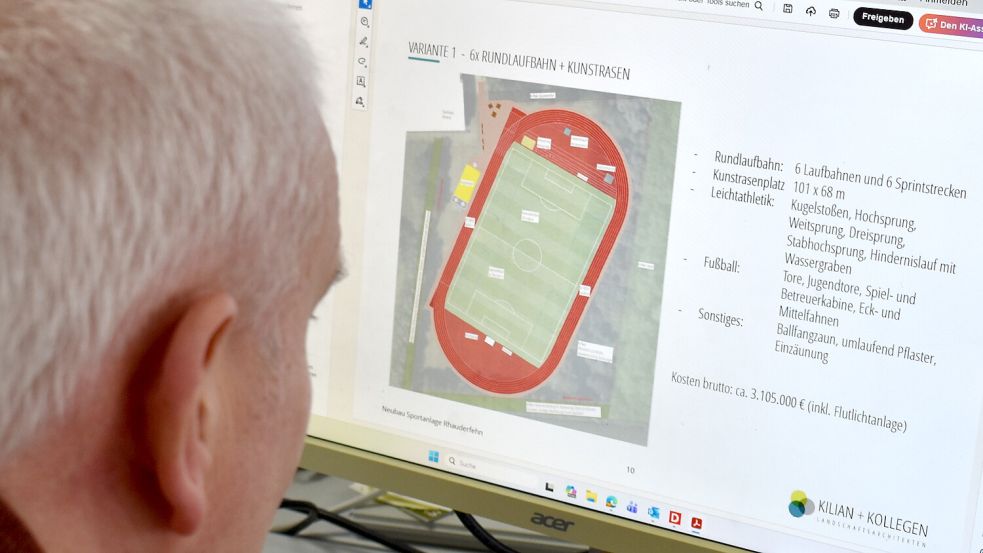 Die Gemeinde Rhauderfehn plant am Schulzentrum an der Werftstraße einen Kunstrasenplatz mit Leichtathletikanlage. Foto: Henrik Zein: Archiv