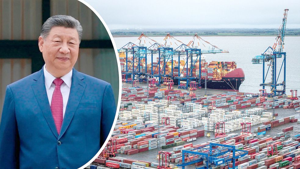 Auch für Deutschland und seine Unternehmen eine große Gefahr: die chinesische Annexion des demokratischen Inselstaates Taiwan. Foto: Links: dpa/Pool Reuters/AP/Evan Vucci, rechts: dpa/Sina Schuldt, Collage: Grafikgenerator/lpw