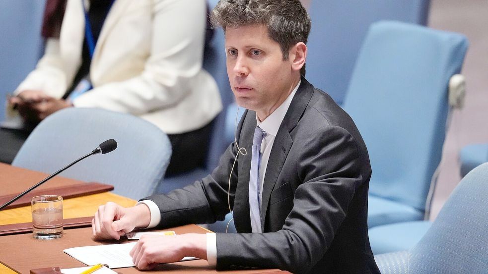 Sam Altman, der CEO von OpenAI, bei einer Sitzung des Sicherheitsrats zum Thema künstliche Intelligenz. Foto: dpa/Yuki Iwamura