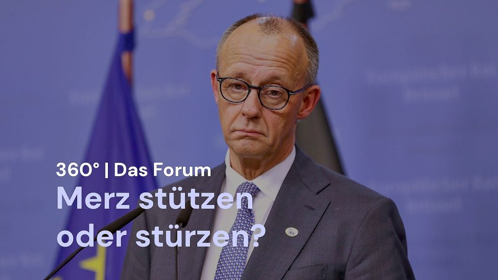 Im Format "360° | Das Forum" tauschten sich die Leser mit Redakteurin Rena Lehmann über den passenden Umgang mit Kanzler Merz aus. Foto: IMAGO / dts Nachrichtenagentur und Eva Kowalski