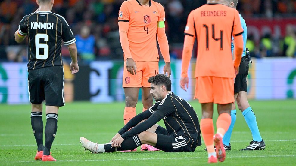 Bitter: Zuerst erwischt es Musiala, dann Havertz.  Foto: Federico Gambarini/dpa