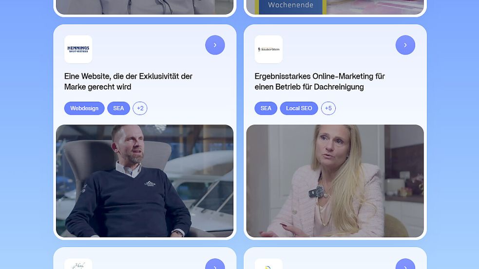 Top-Bewertungen: Auf der Homepage der Agentur berichten viele Unternehmer von der erfolgreichen Betreuung durch die Agentur.