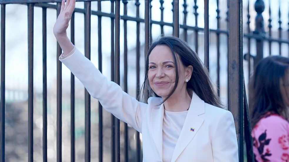 Sie schenkte US-Präsident Donald Trump ihre Nobel-Medaille: Friedensnobelpreisträgerin María Corina Machado. (Archivbild) Foto: Pablo Martinez Monsivais/AP/dpa