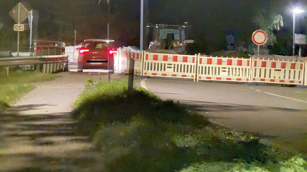 Das Auto fuhr über den Radweg an der Baustelle vorbei. Foto: Privat