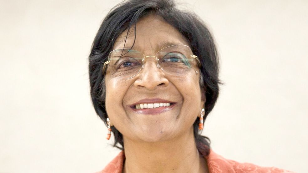 Pillay setzt sich mit einem „festen moralischen Kompass“ für das internationale Recht sein, so die Nobelpreisjury. (Archivbild) Foto: Valentin Flauraud/KEYSTONE/EPA/dpa