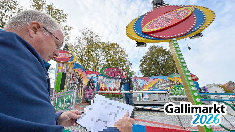 Auf dem Gallimarkt in Leer werden in jedem Jahr die Fahrgeschäfte kontrolliert. 2025 waren wir vor Ort. Foto: Klaus Ortgies/Archiv