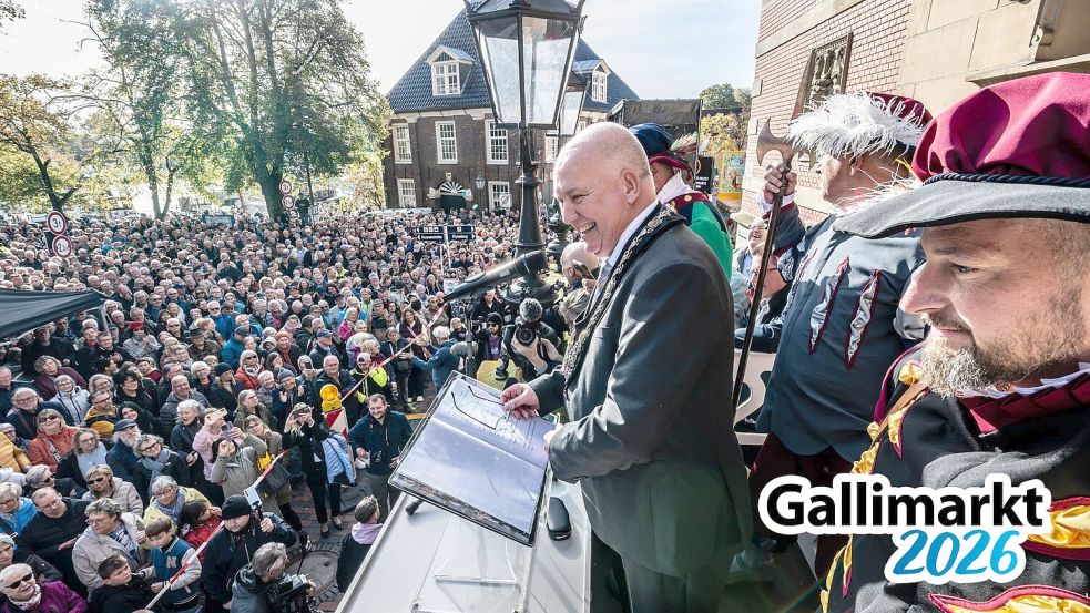 Bürgermeister Claus-Peter Horst eröffnet den Gallimarkt 2026. Foto: Klaus Ortgies