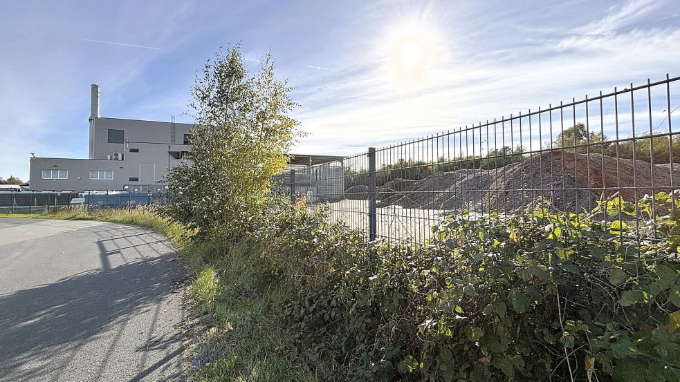 Die Holzhackschnitzel-Berge am Wiesmoorer Biomassekraftwerk wachsen: Die neue Betreiberin bereitet die stillgelegte Anlage auf einen ersten Testbetrieb vor. Foto: Nicole Böning