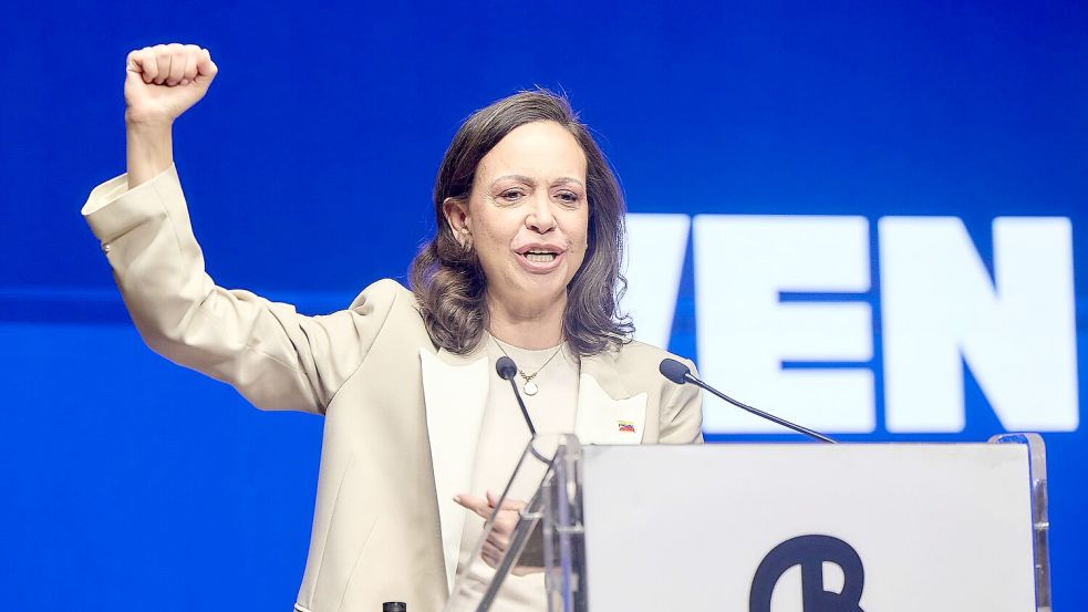 María Corina Machado wurde 2025 für ihren Einsatz für ein demokratisches Venezuela mit dem Friedensnobelpreis ausgezeichnet. (Archivbild) Foto: Jesús Hellín/EUROPA PRESS/dpa