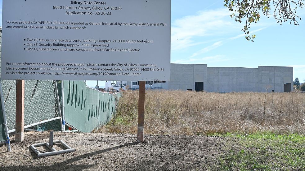 Selbst in der Nachbarschaft des Silicon Valley gibt es im Städtchen Gilroy Widerstand gegen ein Rechenzentrum von Amazon. Foto: Andrej Sokolow/dpa
