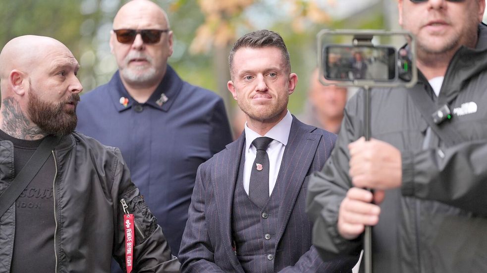 Tommy Robinson droht eine mehrjährige Haftstrafe.  Foto: Yui Mok/PA Wire/dpa